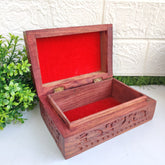 Brown Wooden Carved Jewellery Box Small - 6*4 Inches